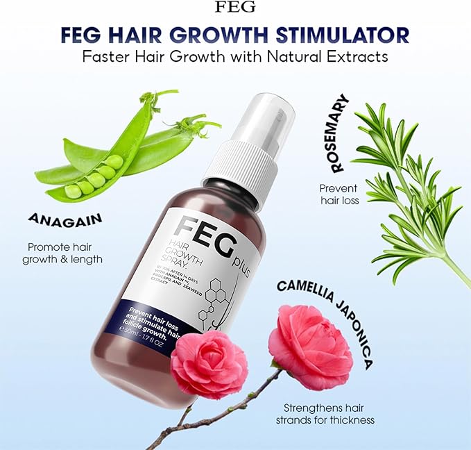 FEG Plus™ Hair & Scalp Care Spray Scalp Nourishment • Supports Stronger-Looking Hair • Lightweight Spray • Anagain + Procapil + Seaweed Extract Give Your Hair Roots Extra Ca