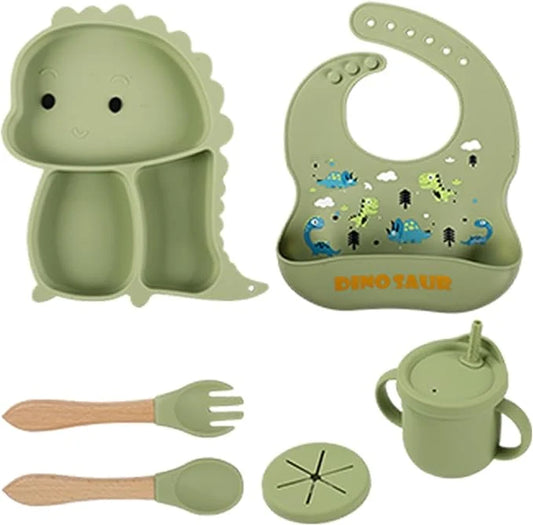 Kidilo™ Baby Feeding Set Soft Silicone • Anti-Slip Design • Toddler-Friendly Utensils • Spill-Resistant Cup • 6M+