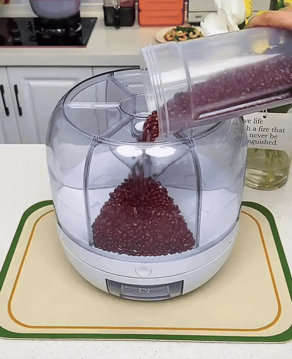 Rotating Grain Dispenser™  One-Touch Dispensing • Multiple Compartments • 360° Rotation • Space-Saving Kitchen Storage