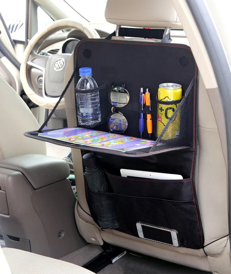 DriveTidy™ Car Seat Back Organizer & Travel Tray  Multi-Pocket Storage • Foldable Dining Tray • Water-Resistant • Easy to Clean • Fits Most Vehicles
