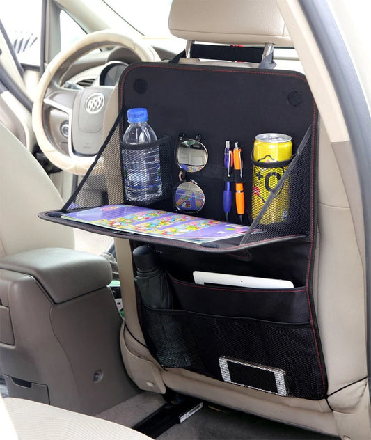 DriveTidy™ Car Seat Back Organizer & Travel Tray  Multi-Pocket Storage • Foldable Dining Tray • Water-Resistant • Easy to Clean • Fits Most Vehicles