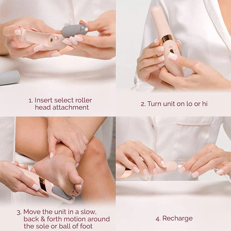 Electric Pedicure Foot File™  Smooth Away Roughness • Buff Dry Skin • Softer-Looking Heels • Easy At-Home Pedicure