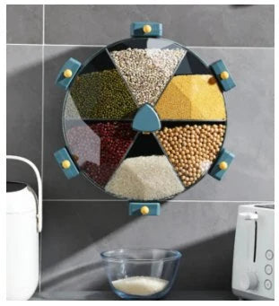 6-Section Wall-Mounted Grain Dispenser™  6 Separate Compartments • One-Press Dispensing • Transparent Storage • Space-Saving Design