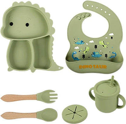 Kidilo™ Baby Feeding Set  Soft Silicone • Anti-Slip Design • Toddler-Friendly Utensils • Spill-Resistant Cup • 6M+
