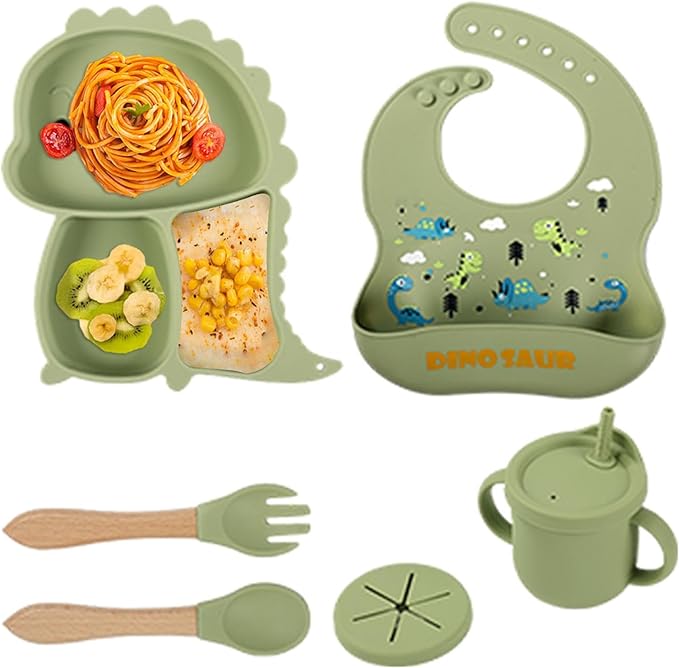 Kidilo™ Baby Feeding Set  Soft Silicone • Anti-Slip Design • Toddler-Friendly Utensils • Spill-Resistant Cup • 6M+