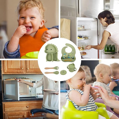 Kidilo™ Baby Feeding Set  Soft Silicone • Anti-Slip Design • Toddler-Friendly Utensils • Spill-Resistant Cup • 6M+