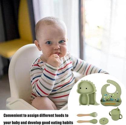 Kidilo™ Baby Feeding Set  Soft Silicone • Anti-Slip Design • Toddler-Friendly Utensils • Spill-Resistant Cup • 6M+