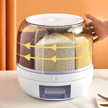 Rotating Grain Dispenser™  One-Touch Dispensing • Multiple Compartments • 360° Rotation • Space-Saving Kitchen Storage