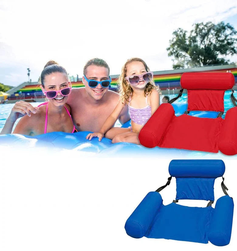 AquaLounge™ Inflatable Pool Float  Adjustable Reclining Position • Supportive Headrest • Comfortable Arm Support • Portable & Easy to Pack